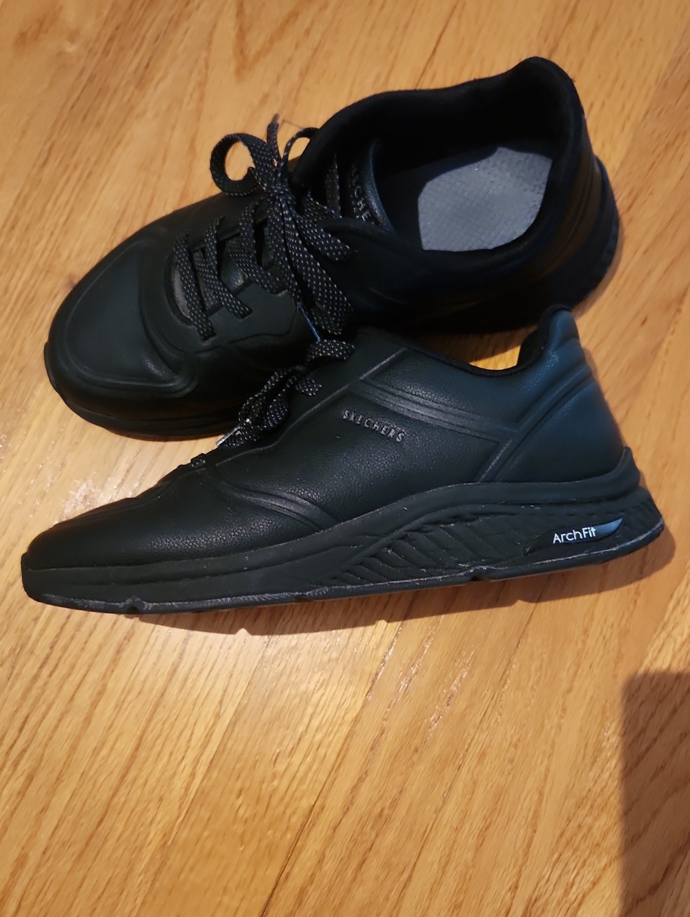 Skechers Womens   Black Arch Fit Lace-Up Athletic Sneakers